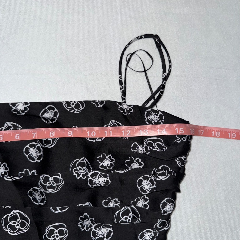 Lush Black Floral Print Ruched Bodycon Mini Dress Party Cocktail Sz S Zip - Picture 6 of 10